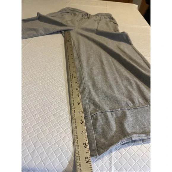 Hayden Los Angeles cropped wide-leg drawstring Gray pants casual soft Beachy - Picture 6 of 11